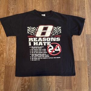 Delta Black Short-Sleeve Tee with Racing '8 Reasons Hate' Graphic